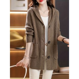 Women's Beige Cardigan Sweater - Longline Open Front Coat-like Jacket, Soft Chic Sweater for Fall/Winter, Elegant Everyday & Formal Outfits, Fall Winter Wear, Soft Texture