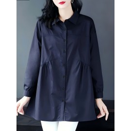 Plus Size - Plus Size, Long Sleeve High-End Shirt for Women, Plus Size Women'S Casual Loose Fit Blouse, Long Sleeve Blouses for Women Plus Size, Plus Size Blouses, Blouses for Women Plus Size, Long Sleeve Blouses for Women, Spring Fashion, Office Wear, Elegant Blouse, Classic Design, Durable Construction, Premium Material, Buttonup Top, Stylish Blouse, Fashion Lovers, Professional Women