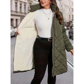 Plus Size, Plus Size Women's Heavy-Duty Winter Coat with Hood & Full-Zip Closure - Oversized Knee-Length Jacket, Elegant Cold-Weather Outerwear for Fall/Winter, Hand Washable (Black) - Warm Parka for Large Frame