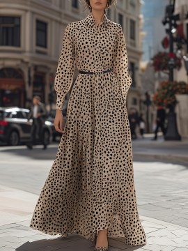 [Elegant Maxi Dress] Women's Elegant Maxi Dress - Beige & Brown, V-Neck Long Formal & Casual Dresses for Everyday, Parties, Business - All-Season Chic Outfit with Elegant Flowy Silhouette - Women's Clothing, Long Maxi Dress, Versatile Fashion, Sophisticated Style, Quality Craftsmanship, Party Attire, Stylish Clothing, Durable Material, Fashion Lovers, Women's Dress, Dress For Women/on